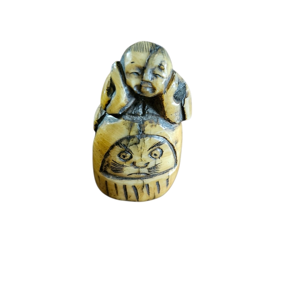 Vintage Japanese Netsuke Buddah Carved Bone